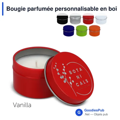 Bougie parfumée personnalisable en boîte d'étain recyclé avec logo - Dhyana