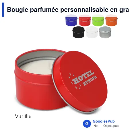 Bougie parfumée personnalisable en grande boîte recyclée avec logo - Kirtan