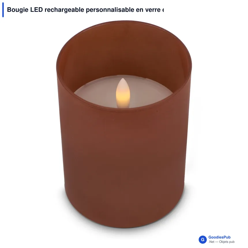 Bougie LED rechargeable personnalisable en verre et cire avec logo - InSideOut Nyelle - Image 2