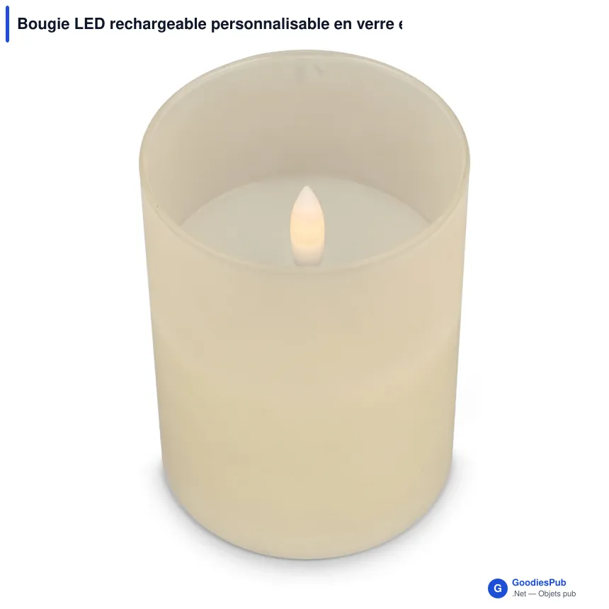 Bougie LED rechargeable personnalisable en verre et cire avec logo - InSideOut Nyelle - Image 3