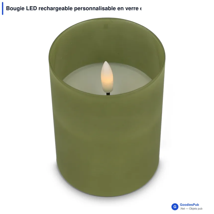 Bougie LED rechargeable personnalisable en verre et cire avec logo - InSideOut Nyelle - Image 4