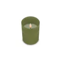 Variante Vert olive - Bougie LED rechargeable personnalisable en verre et cire avec logo - InSideOut Nyelle