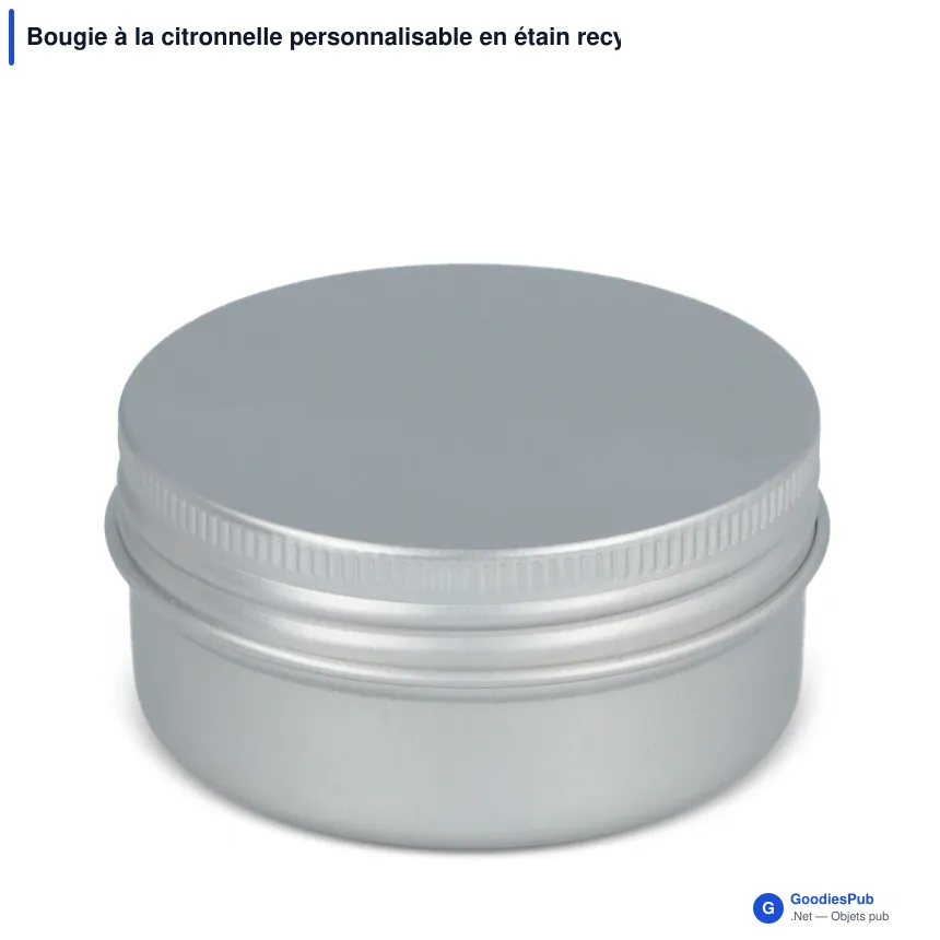 Bougie à la citronnelle personnalisable en étain recyclé avec logo - Argent - Image 2