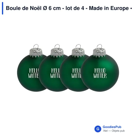 Boule de Noël personnalisable en verre - Lot de 4 - Made in Europeavec logo - Image 1