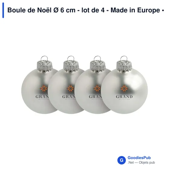 Boule de Noël personnalisable en verre - Lot de 4 - Made in Europeavec logo - Image 3