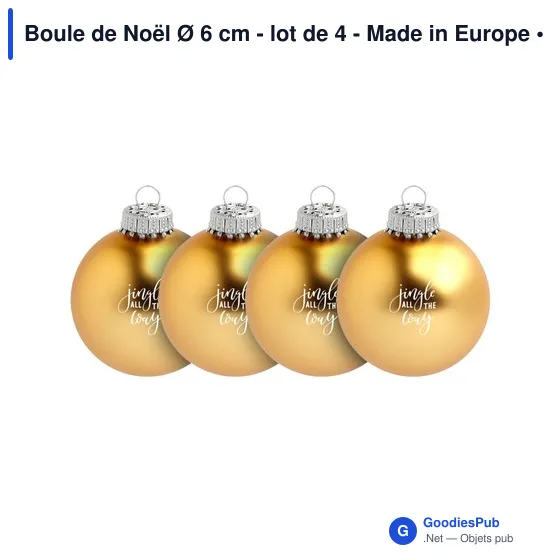 Boule de Noël personnalisable en verre - Lot de 4 - Made in Europeavec logo - Image 5