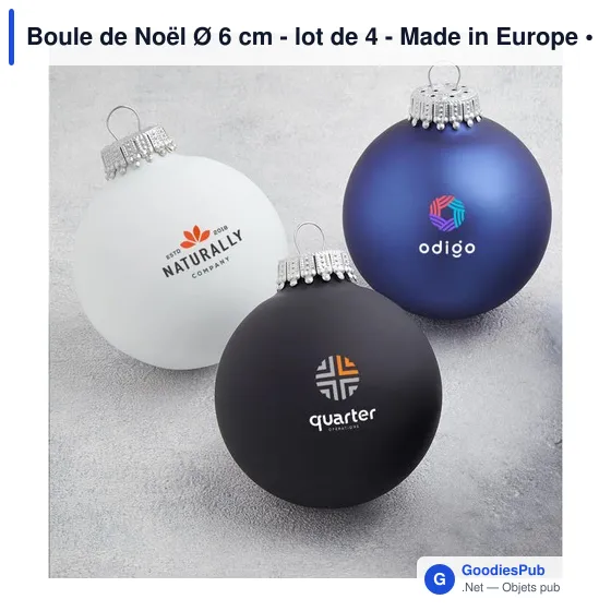 Boule de Noël personnalisable en verre - Lot de 4 - Made in Europeavec logo - Image 8
