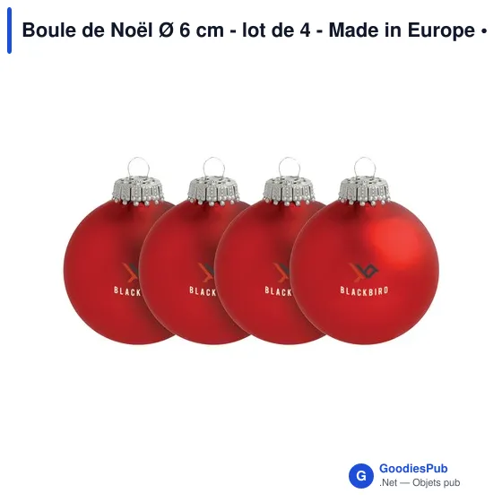 Boule de Noël personnalisable en verre - Lot de 4 - Made in Europeavec logo - Image 9