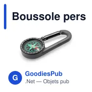 Boussole personnalisable avec mousqueton pour logo - Madu - Miniature 1