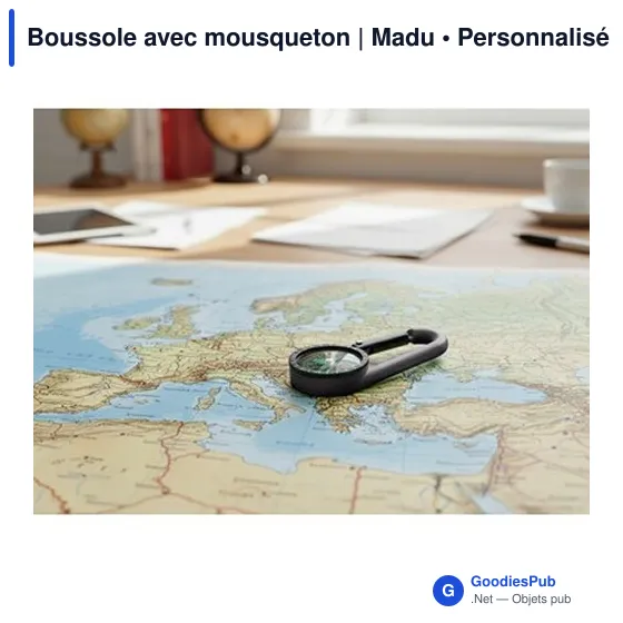 Boussole personnalisable avec mousqueton pour logo - Madu - Image 2