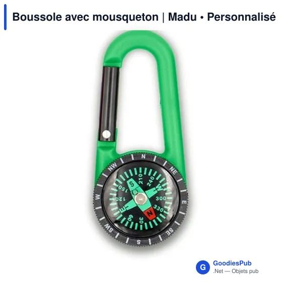 Boussole personnalisable avec mousqueton pour logo - Madu - Image 11