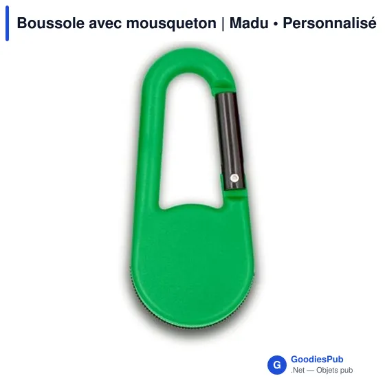 Boussole personnalisable avec mousqueton pour logo - Madu - Image 12