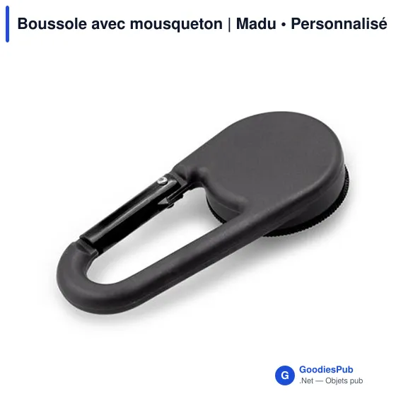 Boussole personnalisable avec mousqueton pour logo - Madu - Image 3