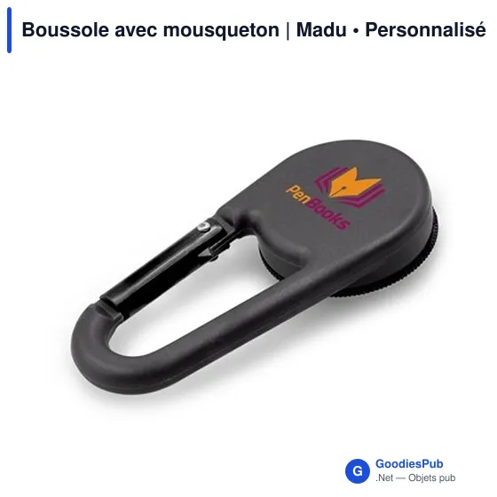 Boussole personnalisable avec mousqueton pour logo - Madu - Image 6