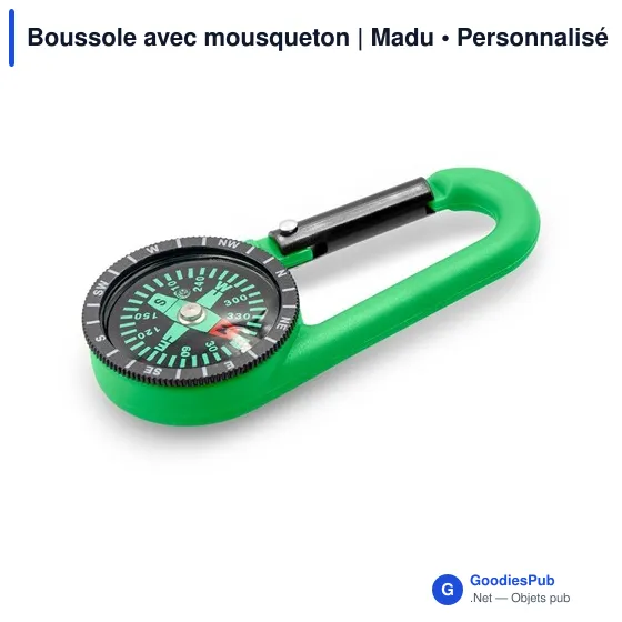 Boussole personnalisable avec mousqueton pour logo - Madu - Image 8