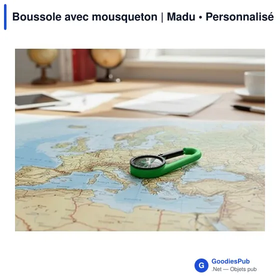 Boussole personnalisable avec mousqueton pour logo - Madu - Image 9