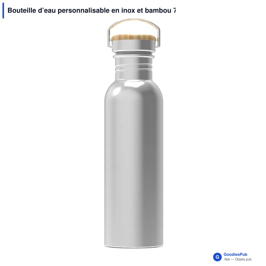 Bouteille d’eau personnalisable en inox et bambou 750 ml avec logo - Ashton - Image 2