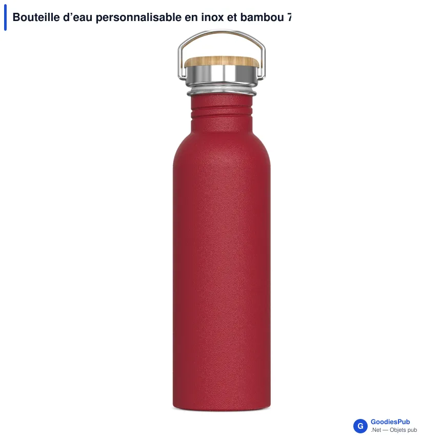 Bouteille d’eau personnalisable en inox et bambou 750 ml avec logo - Ashton - Image 3