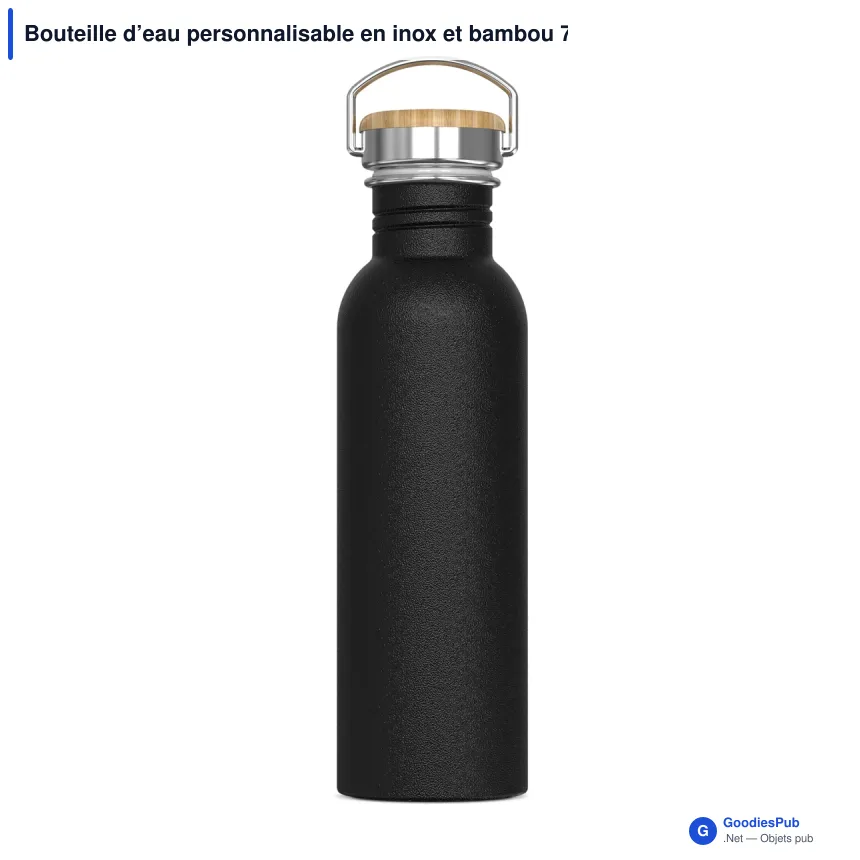Bouteille d’eau personnalisable en inox et bambou 750 ml avec logo - Ashton - Image 4