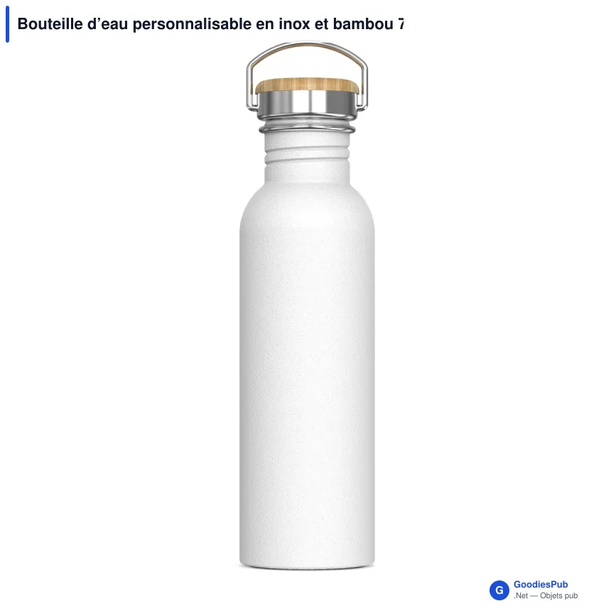 Bouteille d’eau personnalisable en inox et bambou 750 ml avec logo - Ashton - Image 5