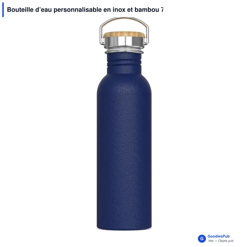 Bouteille d’eau personnalisable en inox et bambou 750 ml avec logo - Ashton - Image 6