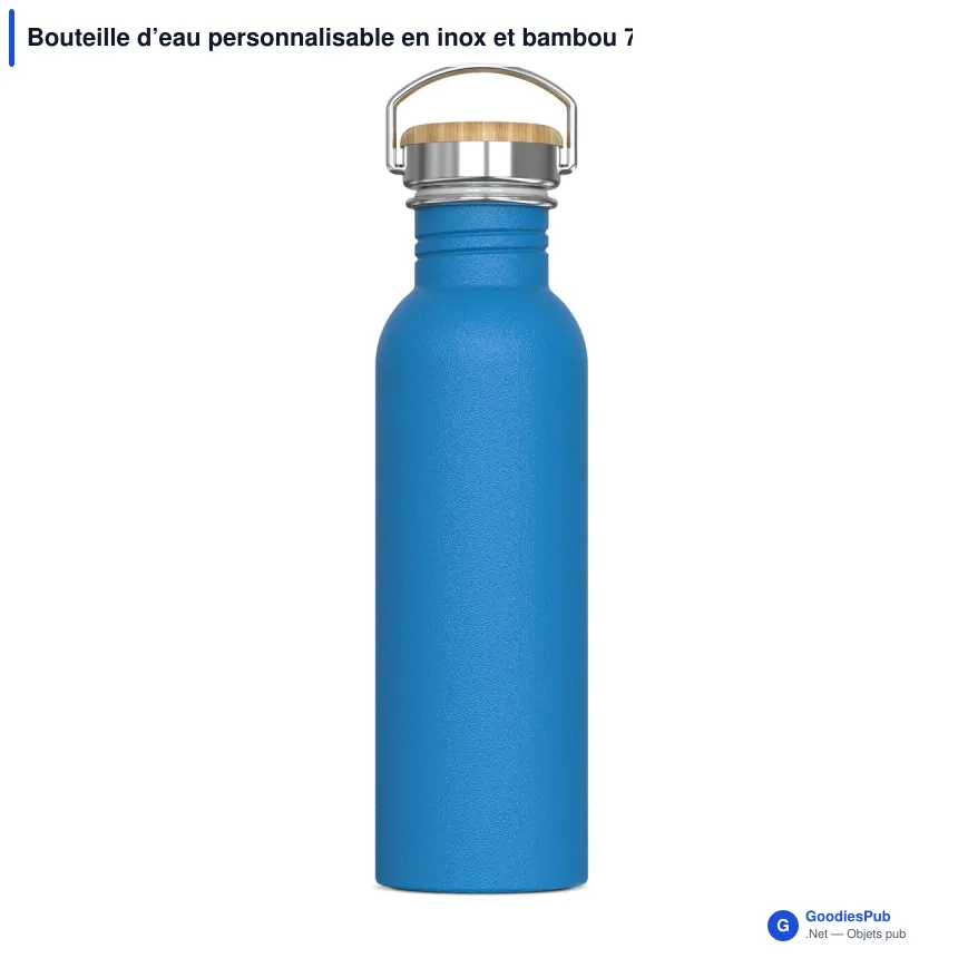 Bouteille d’eau personnalisable en inox et bambou 750 ml avec logo - Ashton - Image 7