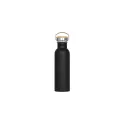 Variante Noir - Bouteille d’eau personnalisable en inox et bambou 750 ml avec logo - Ashton
