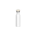 Variante Blanc - Bouteille d’eau personnalisable en inox et bambou 750 ml avec logo - Ashton