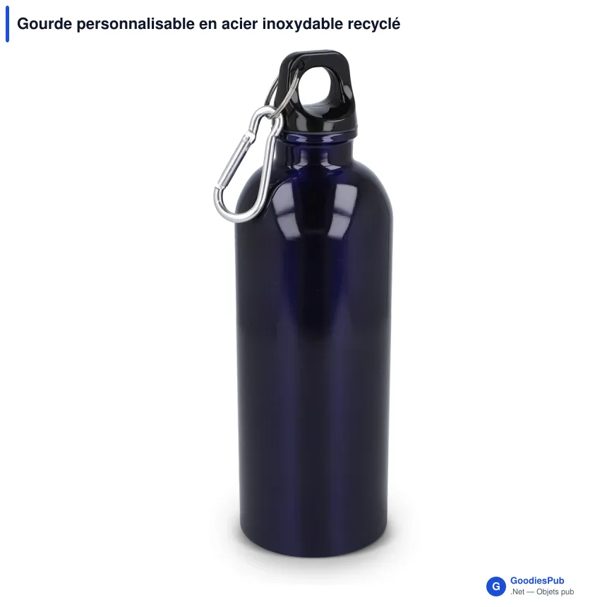 Gourde personnalisable en acier inoxydable recyclé 500 ml avec logo - Simple paroi - Image 2