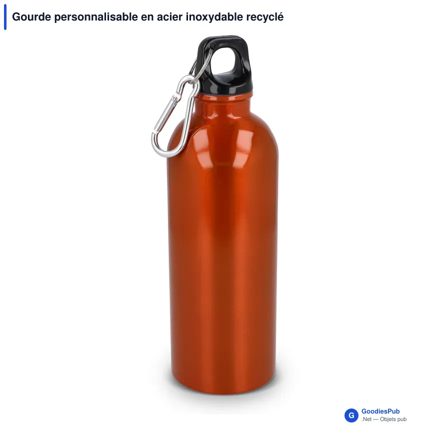 Gourde personnalisable en acier inoxydable recyclé 500 ml avec logo - Simple paroi - Image 3