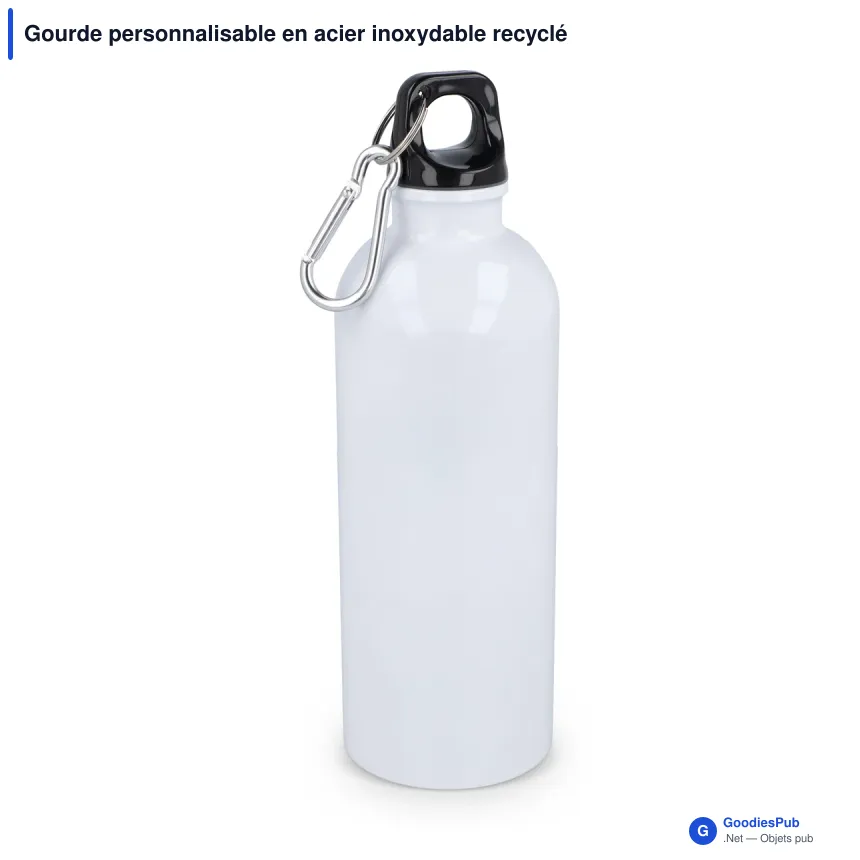 Gourde personnalisable en acier inoxydable recyclé 500 ml avec logo - Simple paroi - Image 4