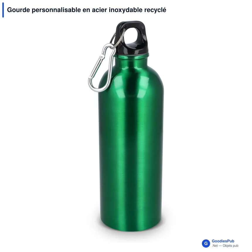 Gourde personnalisable en acier inoxydable recyclé 500 ml avec logo - Simple paroi - Image 5