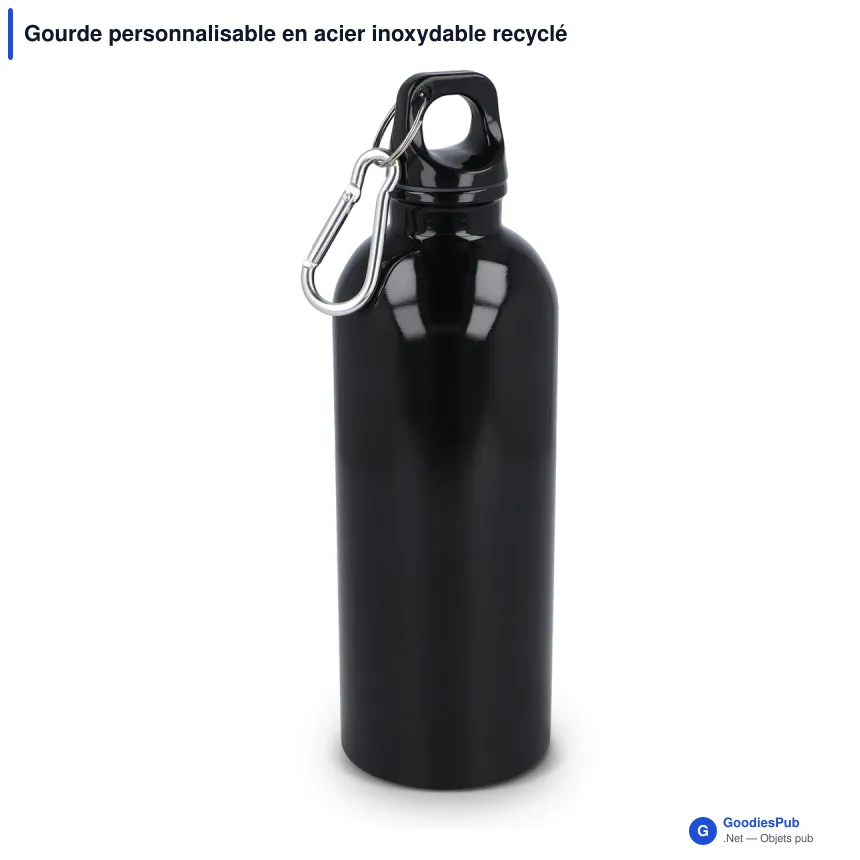 Gourde personnalisable en acier inoxydable recyclé 500 ml avec logo - Simple paroi - Image 7