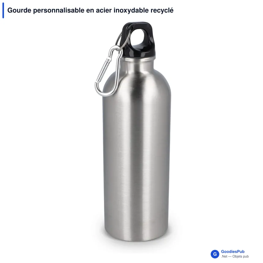 Gourde personnalisable en acier inoxydable recyclé 500 ml avec logo - Simple paroi - Image 8