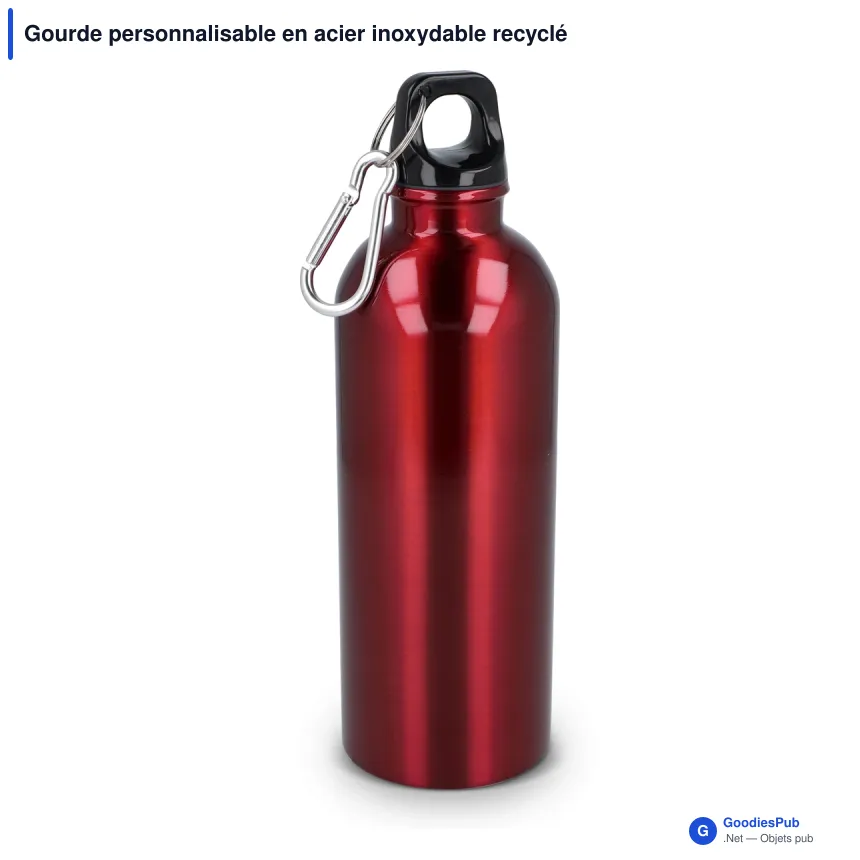 Gourde personnalisable en acier inoxydable recyclé 500 ml avec logo - Simple paroi - Image 9