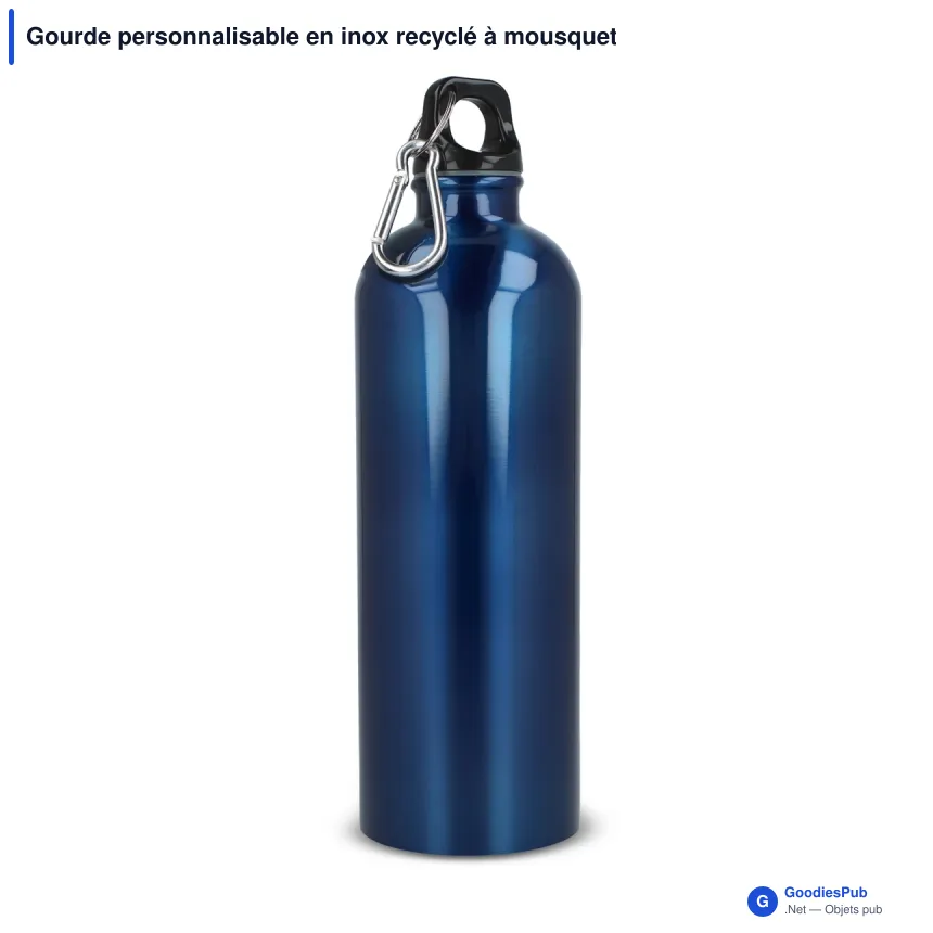 Gourde personnalisable en inox recyclé à mousqueton 750 ml avec logo - R-SS - Image 6