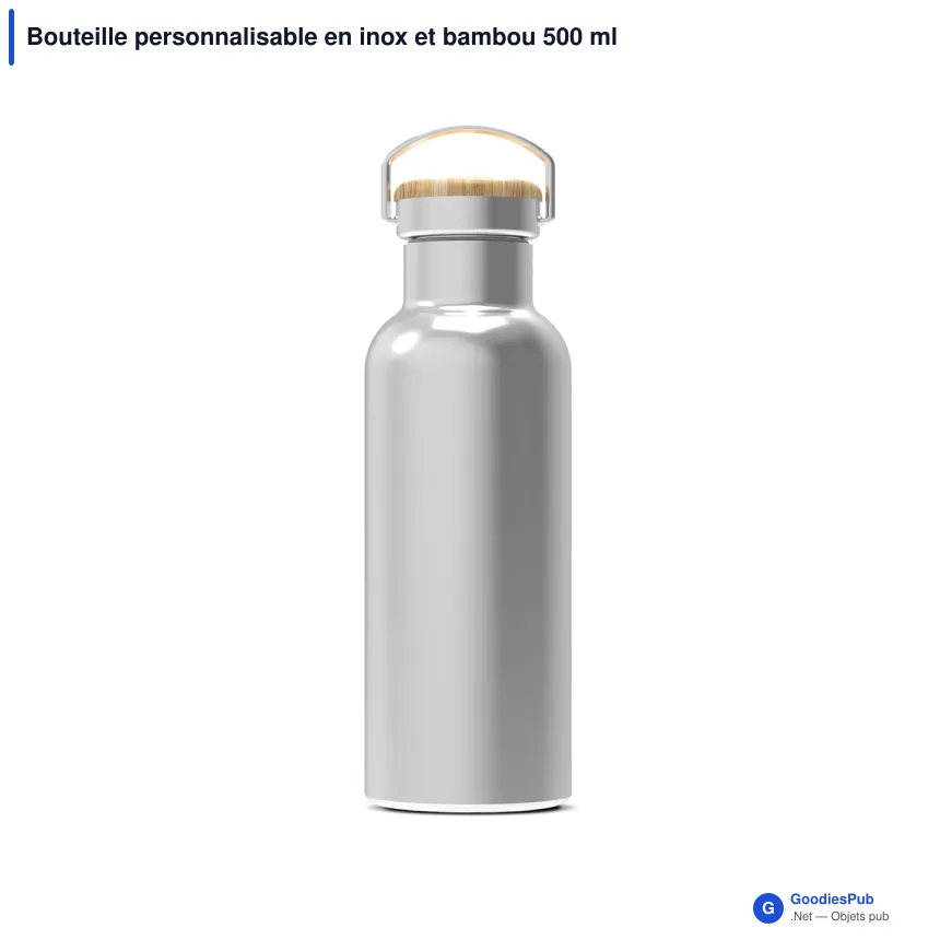 Bouteille personnalisable en inox et bambou 500 ml avec logo - Ashton - Image 3