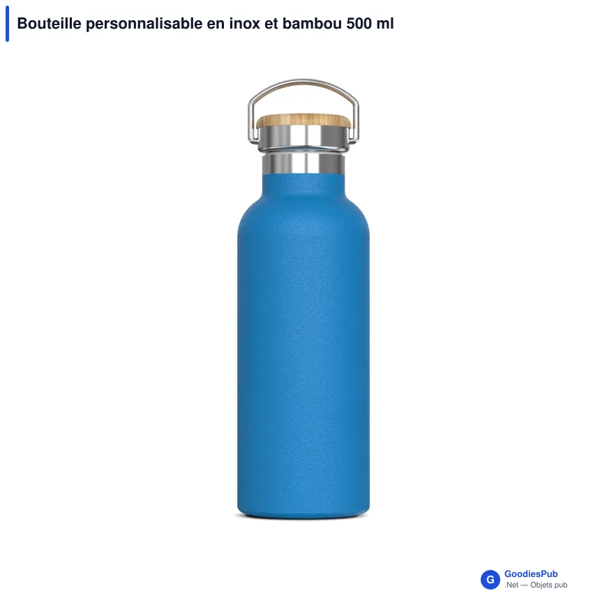 Bouteille personnalisable en inox et bambou 500 ml avec logo - Ashton - Image 4