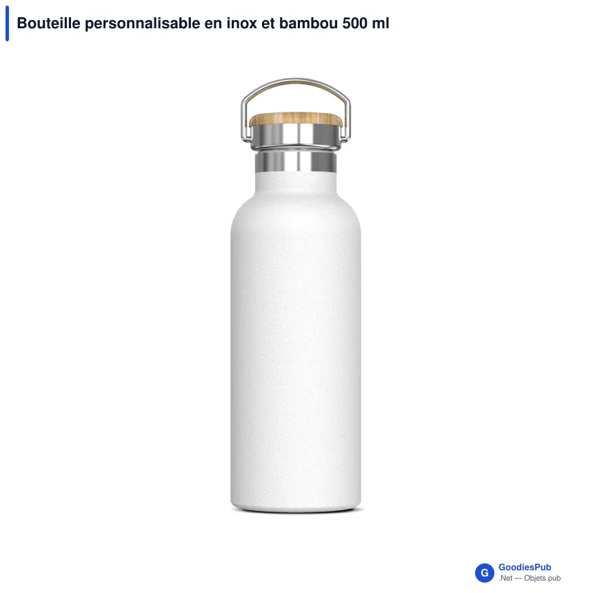 Bouteille personnalisable en inox et bambou 500 ml avec logo - Ashton - Image 5