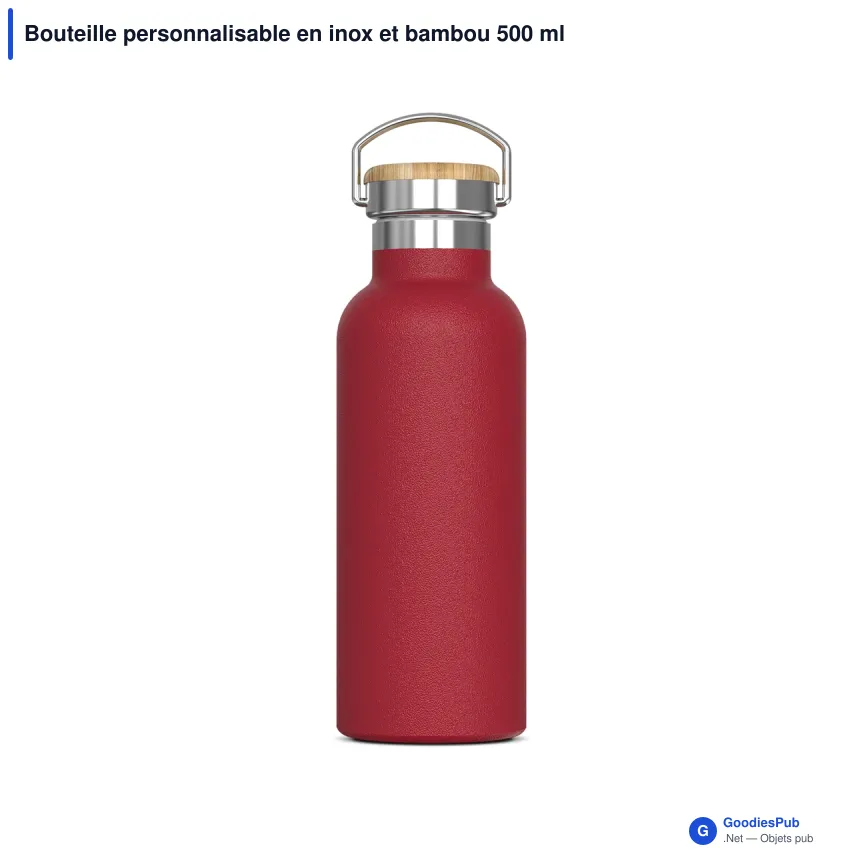 Bouteille personnalisable en inox et bambou 500 ml avec logo - Ashton - Image 6