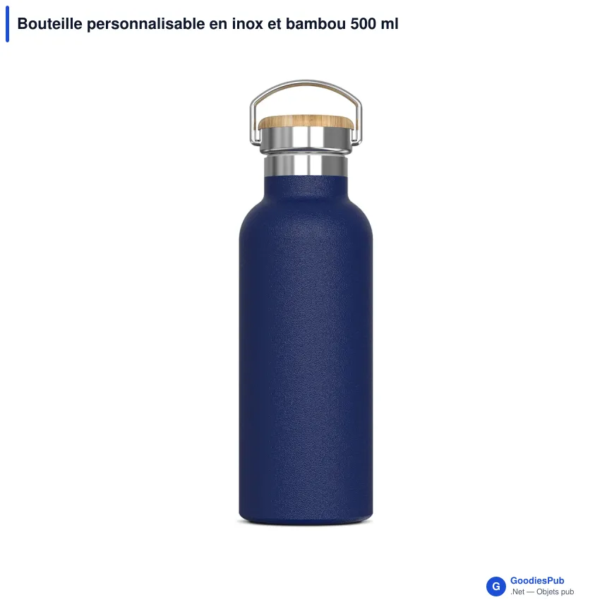 Bouteille personnalisable en inox et bambou 500 ml avec logo - Ashton - Image 7