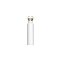 Variante Blanc - Bouteille personnalisable en inox et bambou 650 ml avec logo - Ashton