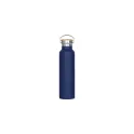 Variante Bleu foncé - Bouteille personnalisable en inox et bambou 650 ml avec logo - Ashton