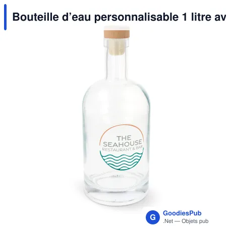 Bouteille d’eau personnalisable 1 litre avec logo - Verre et bouleau