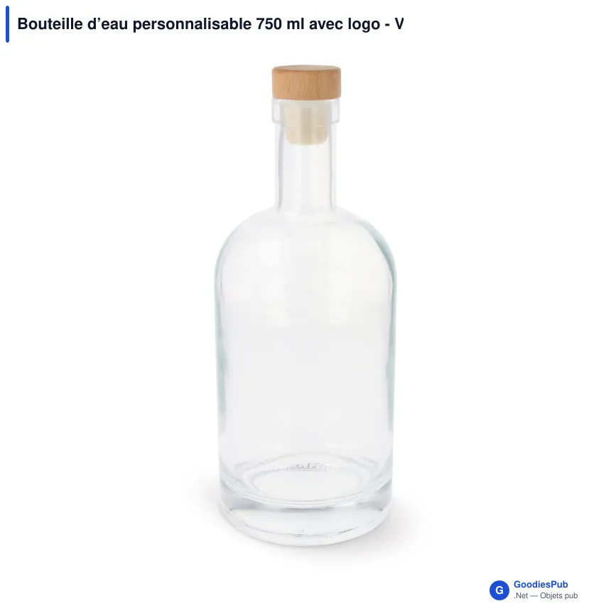 Bouteille d’eau personnalisable 750 ml avec logo - Verre et bouleau - Image 2