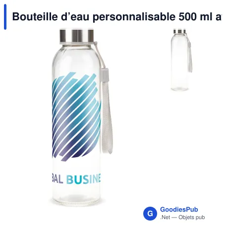Bouteille d’eau personnalisable 500 ml avec logo - Verre transparent
