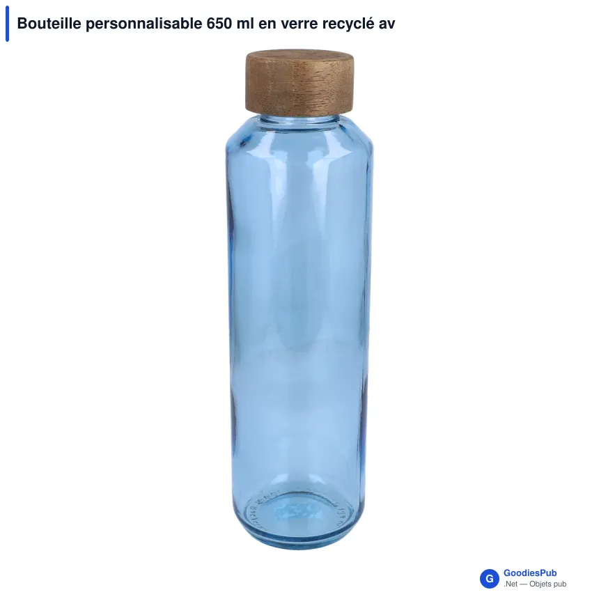 Bouteille personnalisable 650 ml en verre recyclé avec logo - InSideOut ReuuZ - Image 2