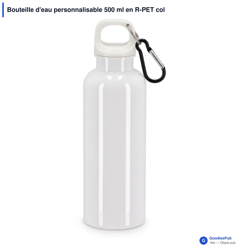 Bouteille d'eau personnalisable 500 ml en R-PET coloré avec logo - Nina - Image 2