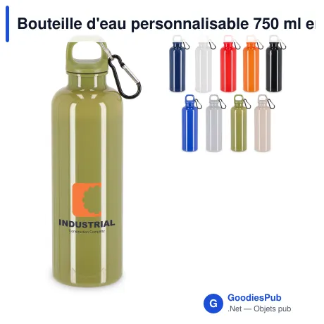 Bouteille d'eau personnalisable 750 ml en R-PET coloré avec logo - Nina