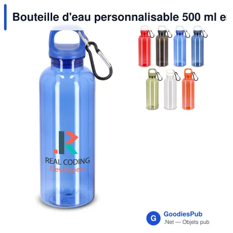 Bouteille d'eau personnalisable 500 ml en R-PET transparent avec logo - Noa